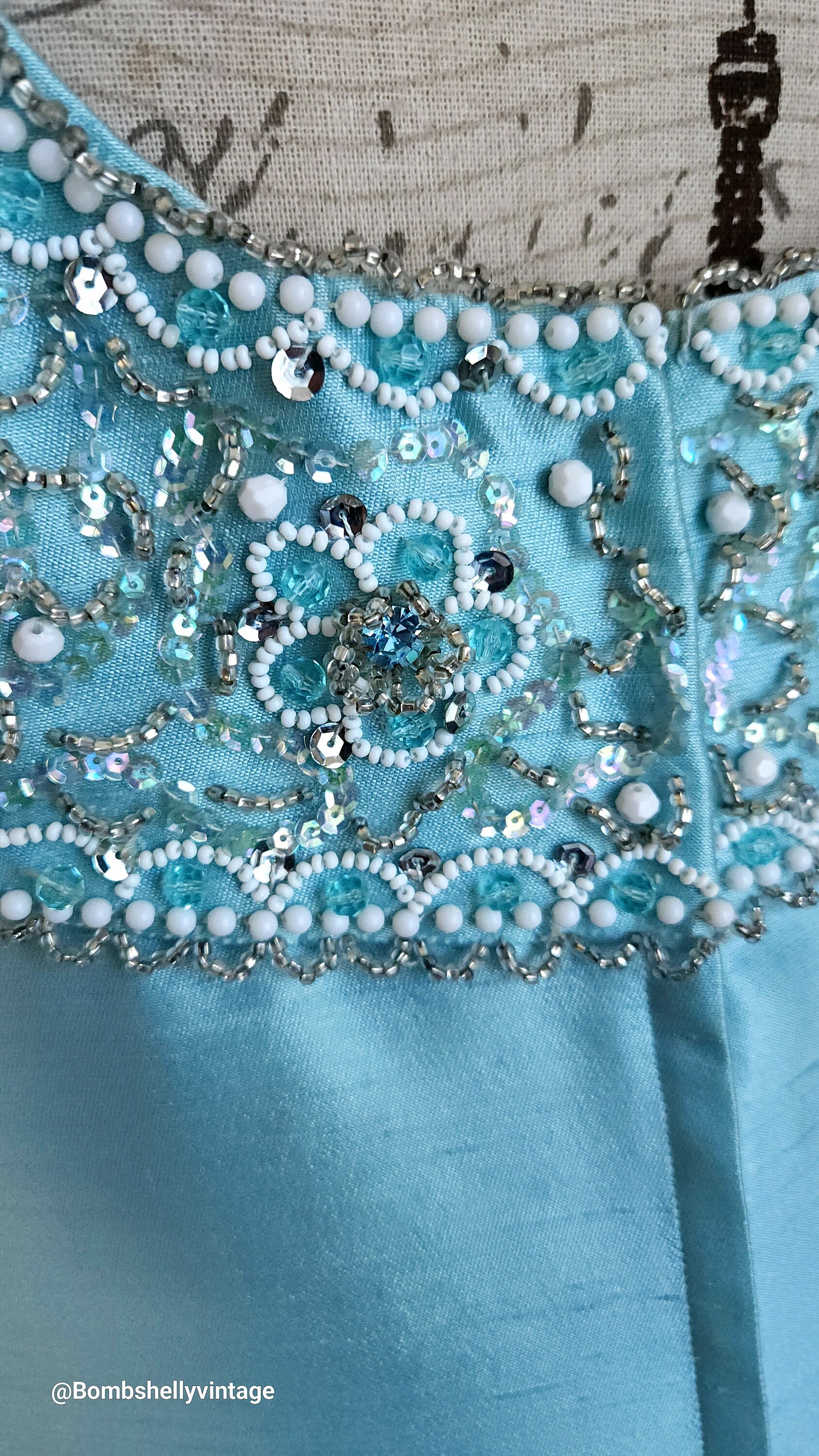 Vintage 60's Kent Originals Light Blue Silk Beaded Gown - Etsy