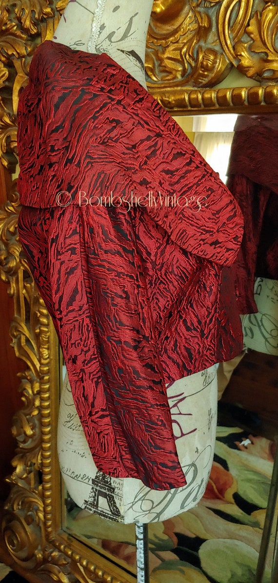 Vintage 50's Mr. Rocco Red and Black Brocade Suit… - image 4