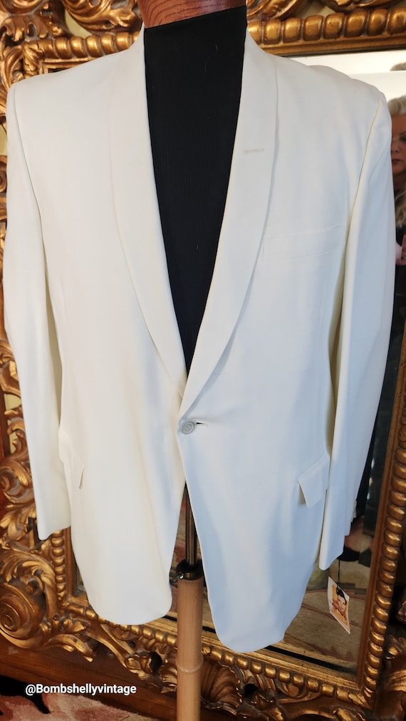 Vintage 60s Mens White Dinner Jacket 42R Deadstock