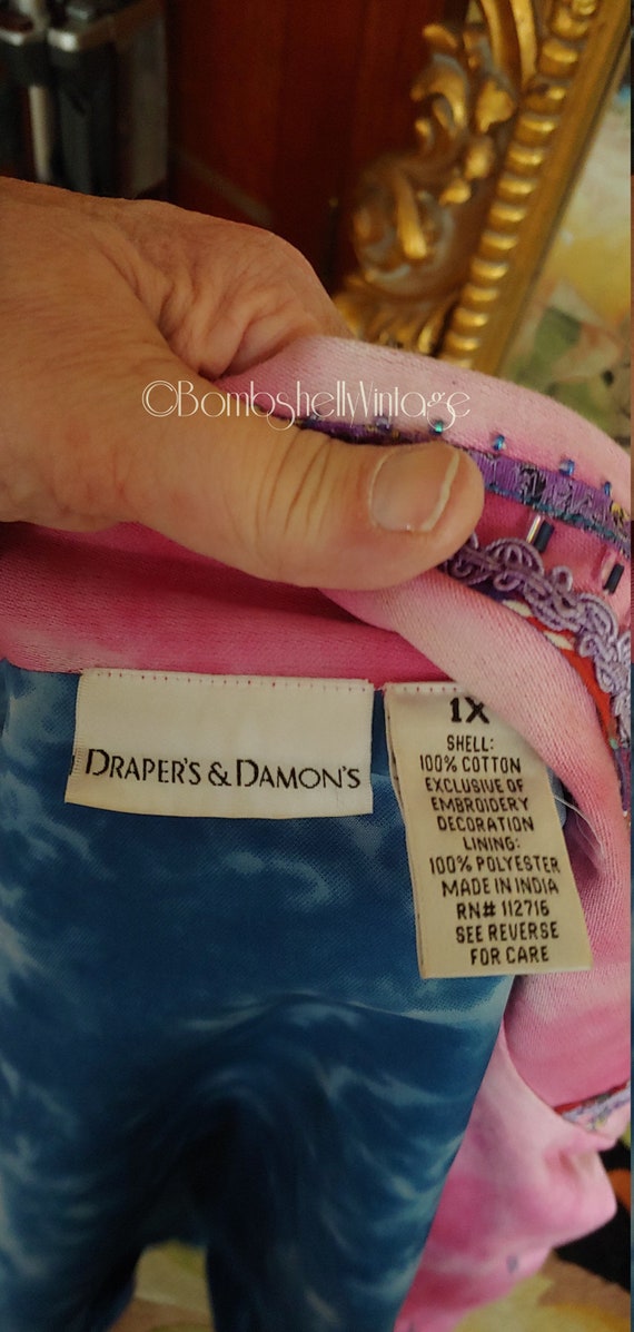 Vintage 80's Drapers & Damons Tie Dyed Patchwork … - image 8