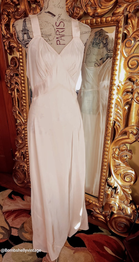 Vintage 40's Textron Light Pink Bias Cut Long Slip