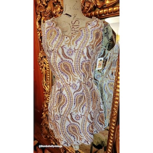 Vintage 60&#39;s Metallic Paisley Mini Cocktail Dress