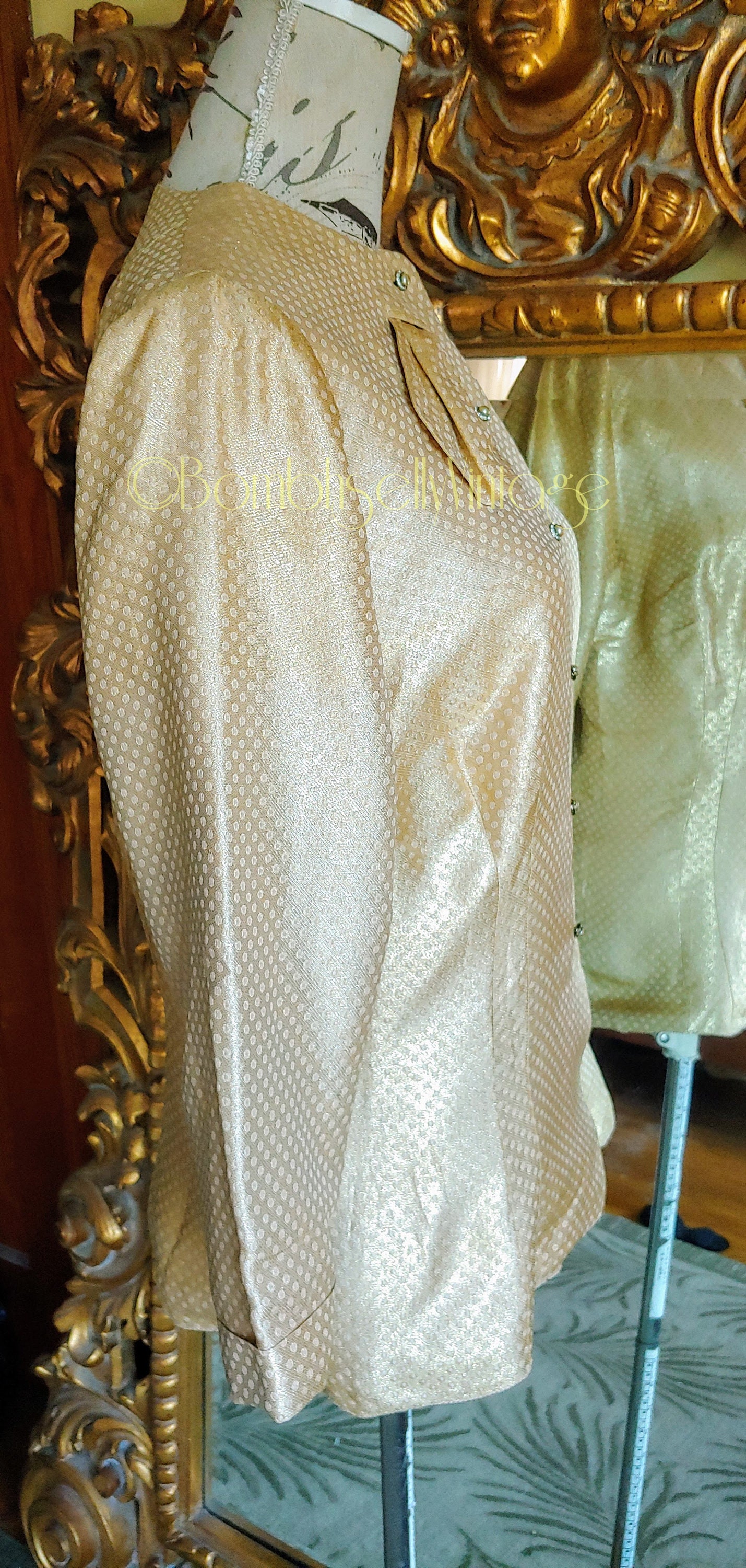 Vintage 50's Metallic Gold Polka Dot Blouse With Pearl and | Etsy
