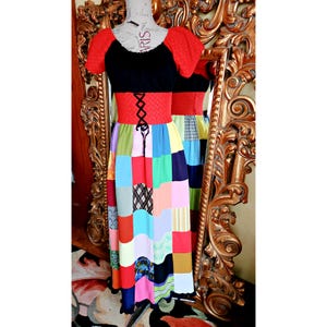 Vintage 60&#39;s Handmade Patchwork Peasant Maxi Dress