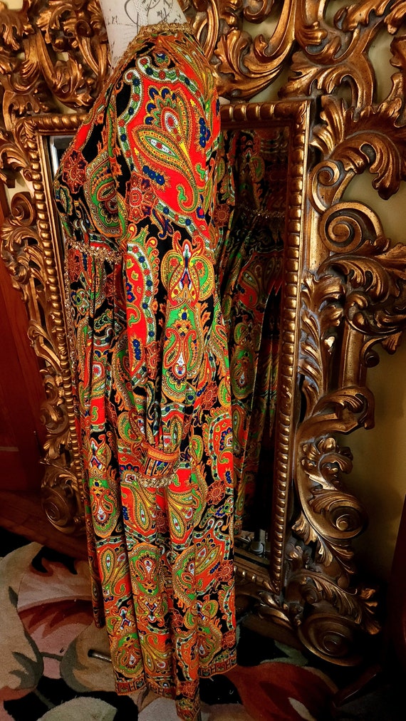 Vintage 60's Mod Paisley Palazzo Jumpsuit - image 2