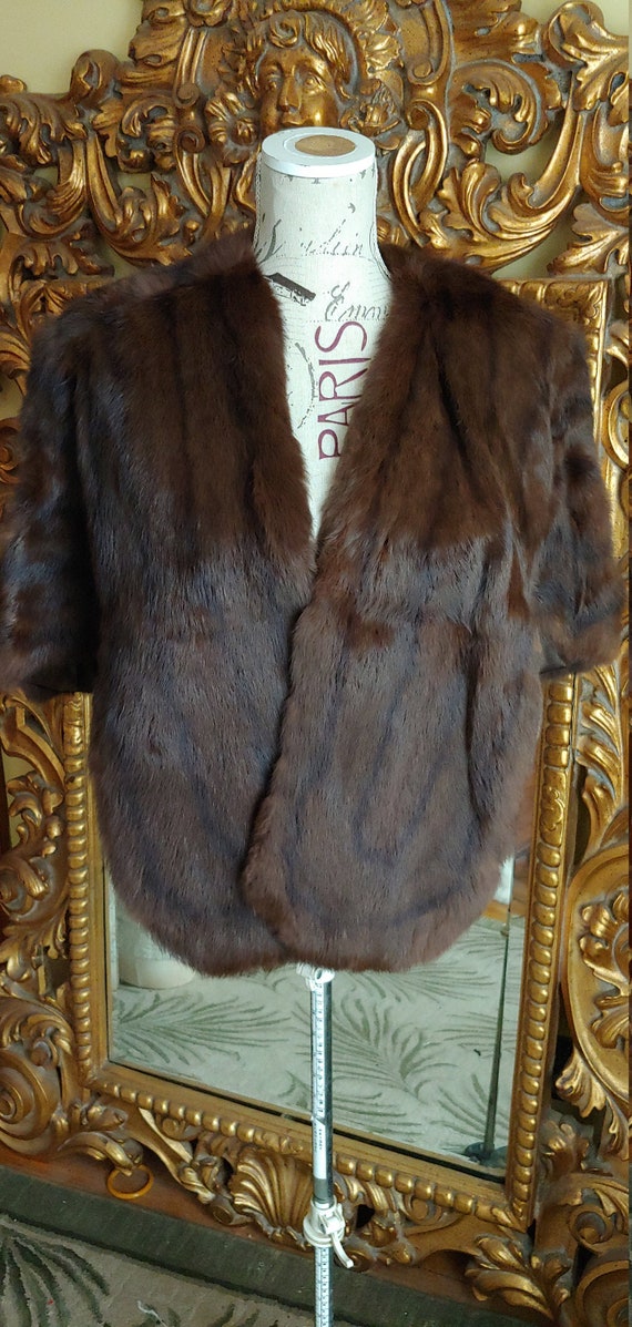 Beautiful Dark Brown Vintage Genuine Fur Stole - image 2