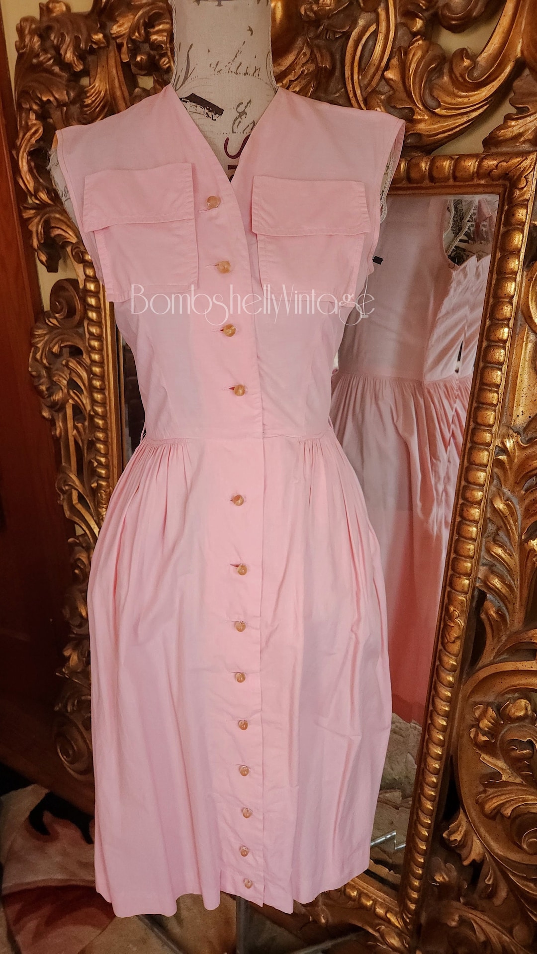 1950s Pink Buttons Dress by Laurie Jane Jrs | XS/S