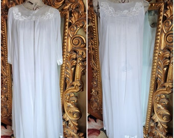 Vintage 60's Gossard Artemis Long White Chiffon Bridal Peignoir Set