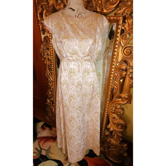 Vintage 60s Montaldos Pale Pink Silk Brocade Gown… - image 1