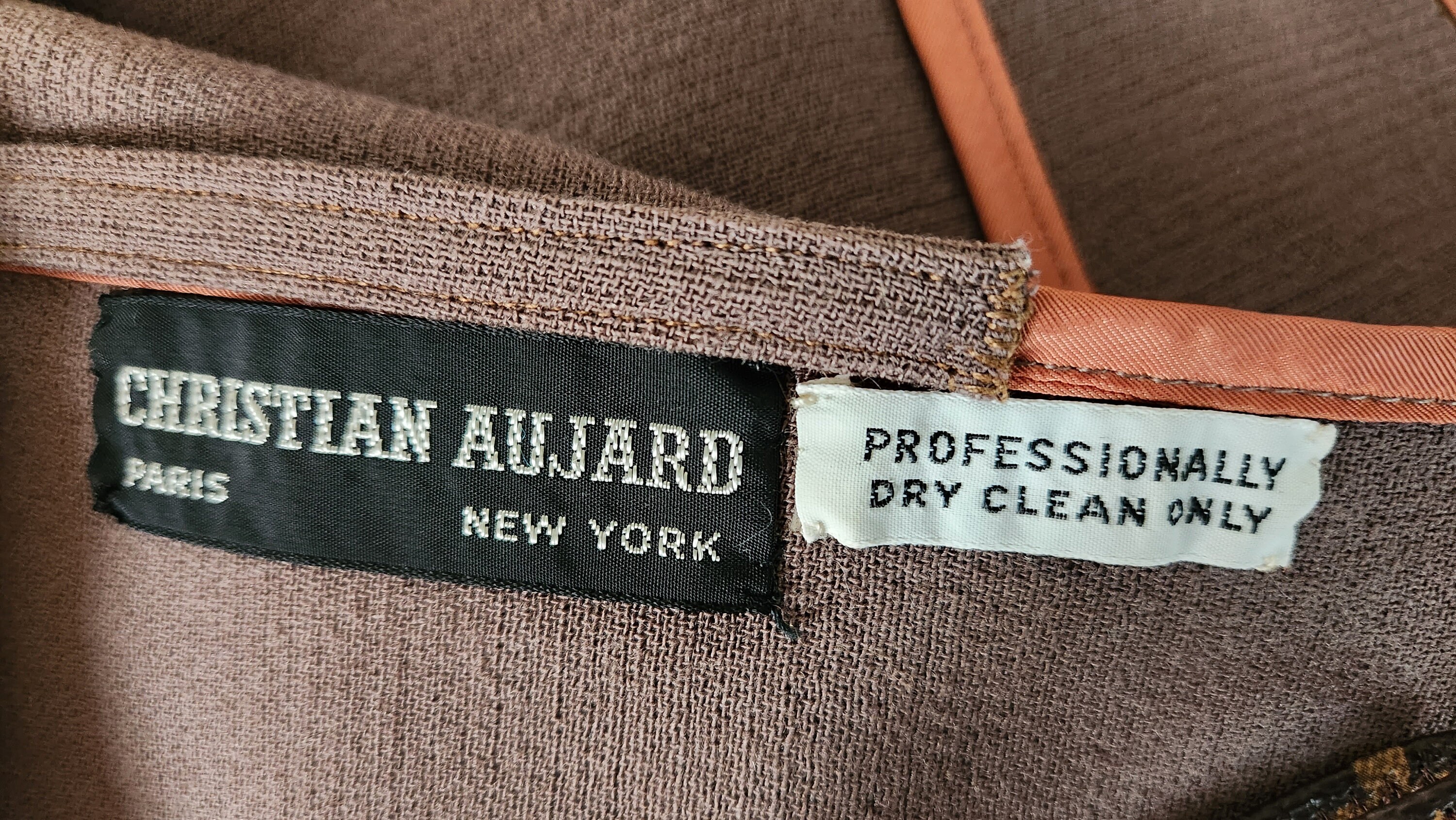 Vintage 70's Designer Christian Aujard Taupe Gabardine Wool