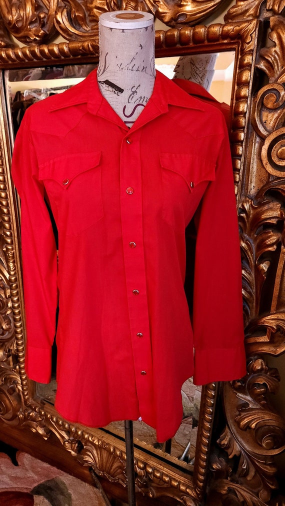 Vintage 60's Mens H Bar C Red Western Shirt