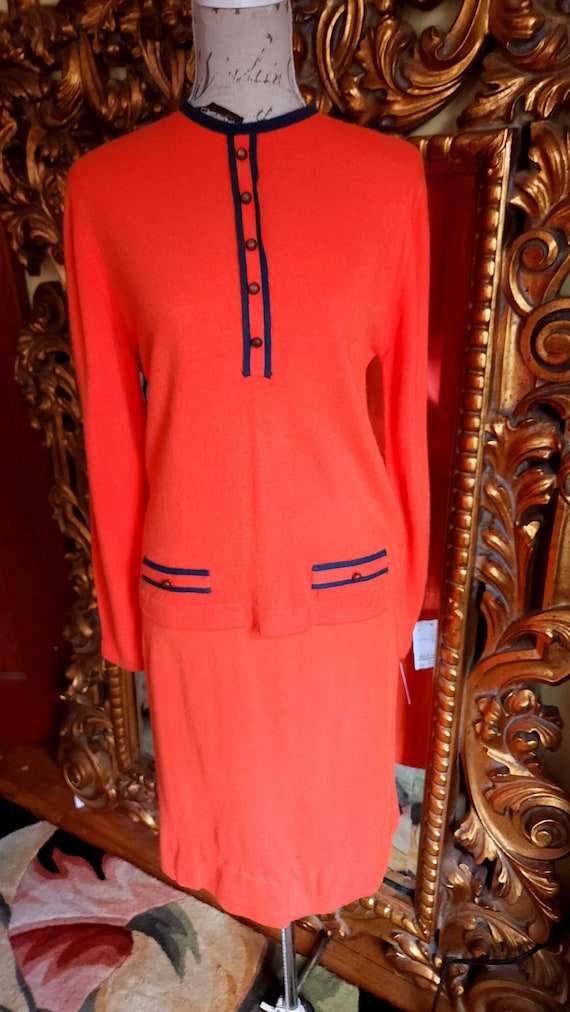 Vintage 60's Talbott Orange and Navy Blue Taralan 