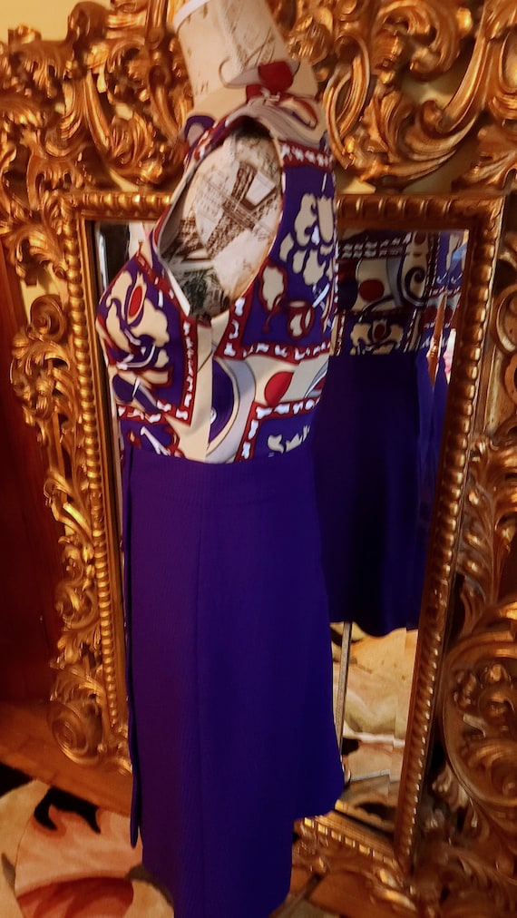 Vintage 60's Mod Purple Abstract Dress - image 2