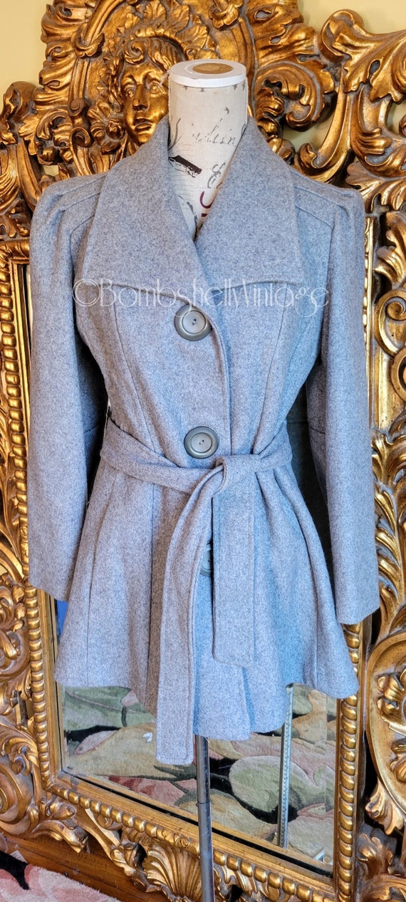 Vintage 70's Short Gray Wool Car Coat