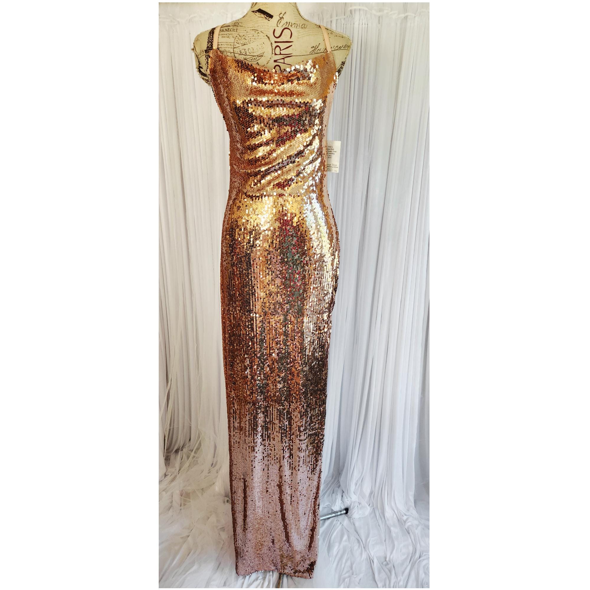 green emerald velvet dress Gold Satin Ruched Side Slip Dress main image 0