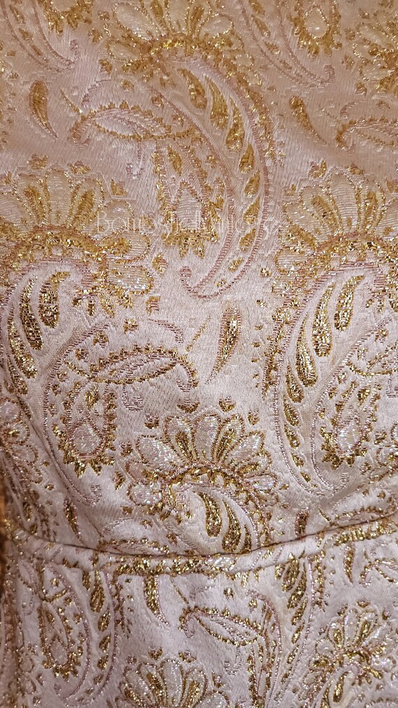 Vintage 60s Montaldos Pale Pink Silk Brocade Gown… - image 7