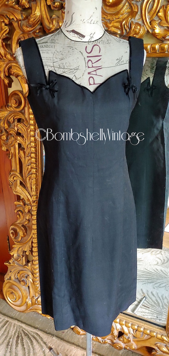 Vintage 50's Harvey Berin Black Linen Wiggle Dress
