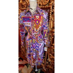 Vintage 70&#39;s The Spectator Purple Mod Abstract Shirt Dress