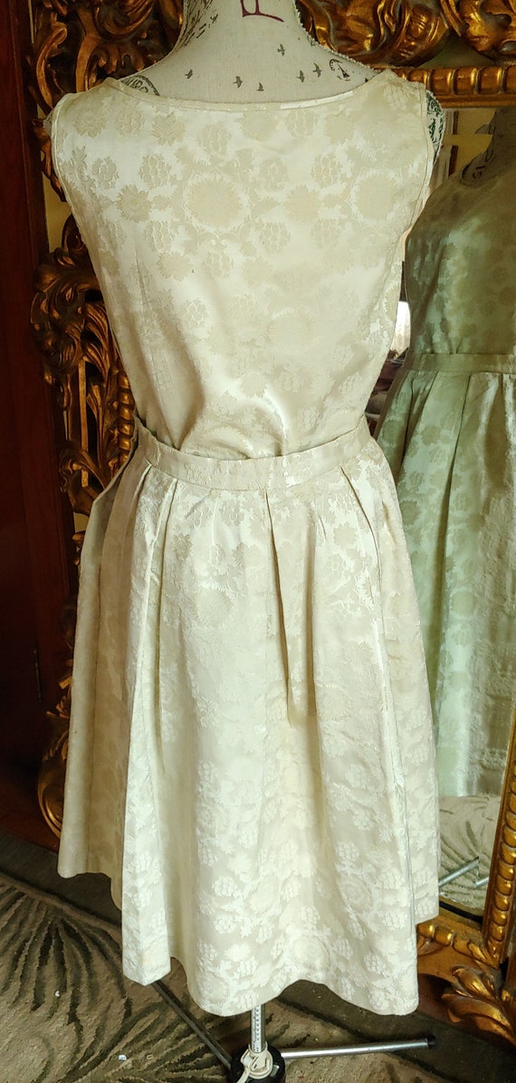 Vintage 50's Magestic Cream Silk Brocade Skirt Set - image 4