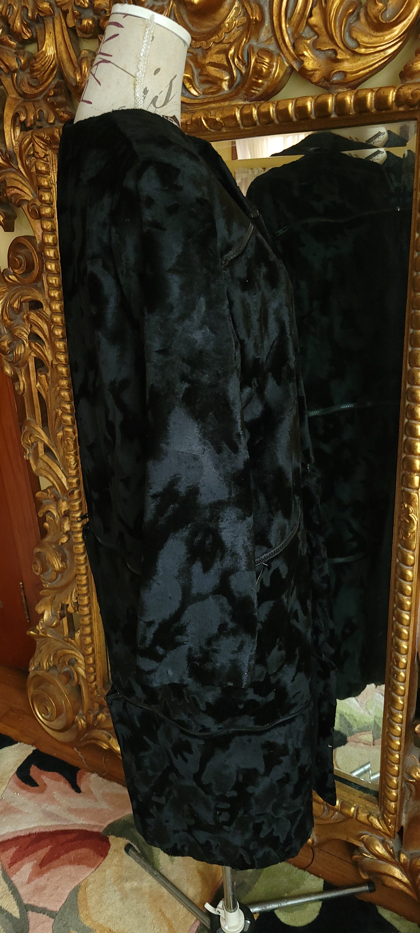 ジャケット・アウター CRUCIFIED FUR COAT THE FUR VAULT Black Fox-Trim & Rabbit-Fur-Lined Leather Maxi