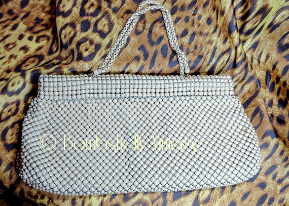 Vintage 50's Whiting & Davis Alumesh Beige Handbag - image 1