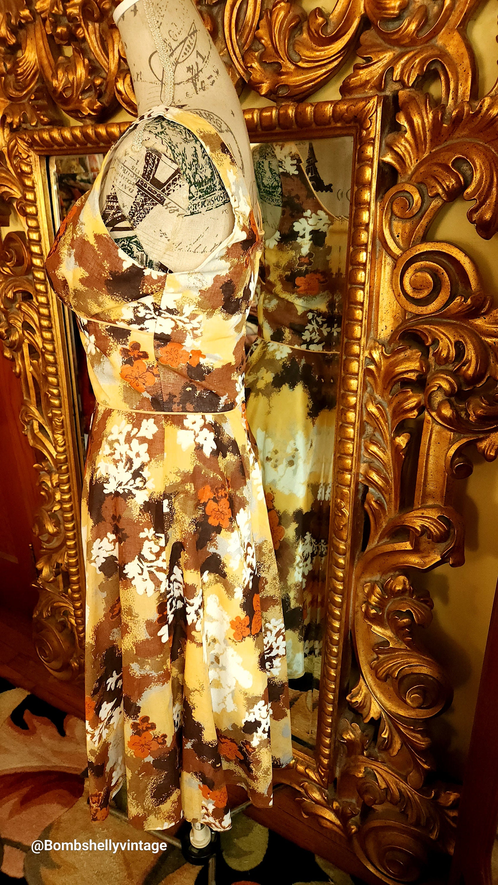 Vintage 70's Jack Hartley Miami Brown and Yellow Floral Fit and