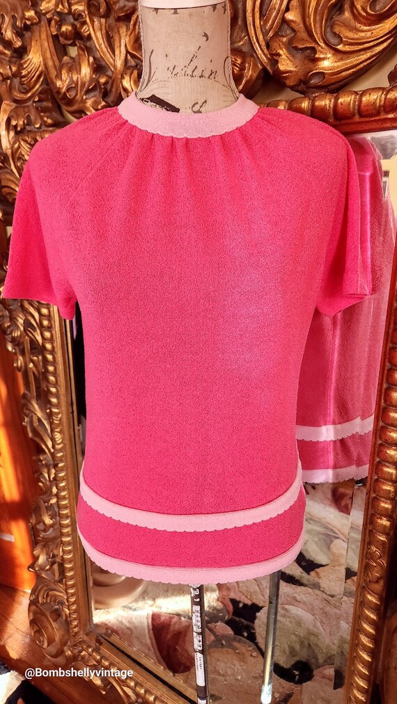 Vintage 60's Talbott Traveler Pink Dacron Knit Top