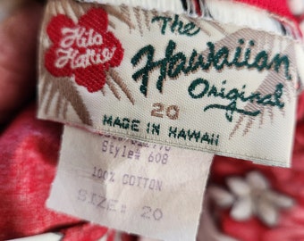 Vintage 80's Hilo Hattie Plus Size Red Floral Hawaiian Maxi