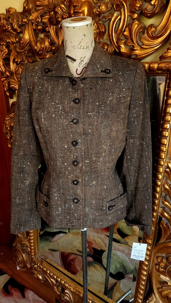 Vintage 50's Glenhaven Ltd Brown Tweed Blazer