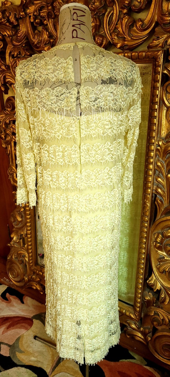 Vintage 60's Miss Elliette Yellow Beaded Sequin L… - image 3