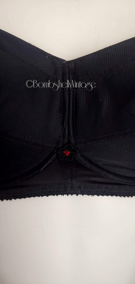 Vintage 60's Black Nylon Tricot Bra - image 3