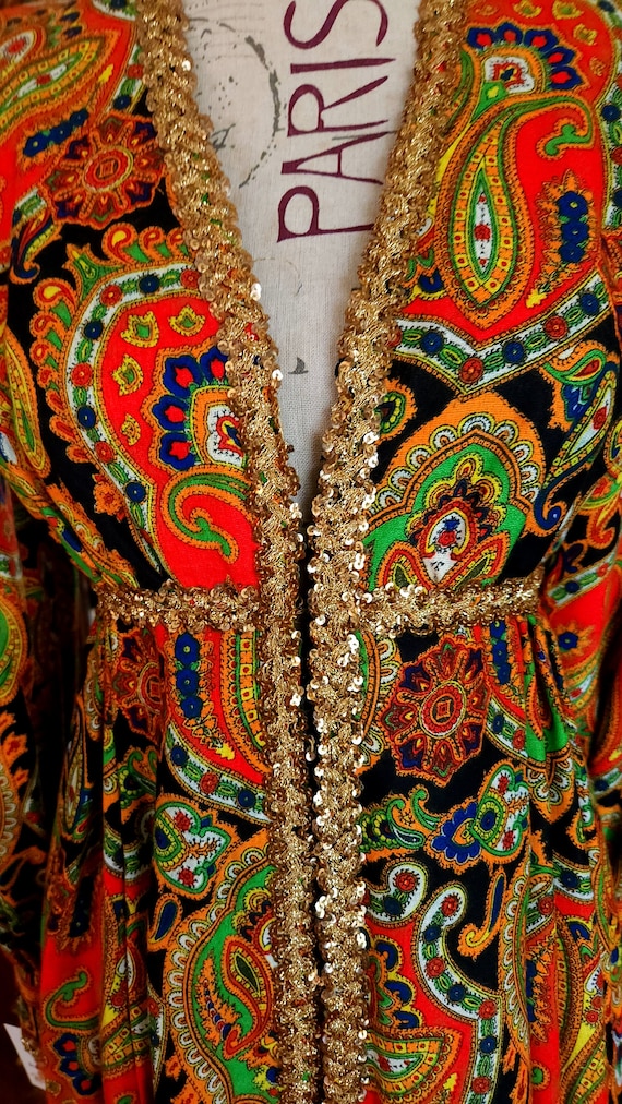 Vintage 60's Mod Paisley Palazzo Jumpsuit - image 6