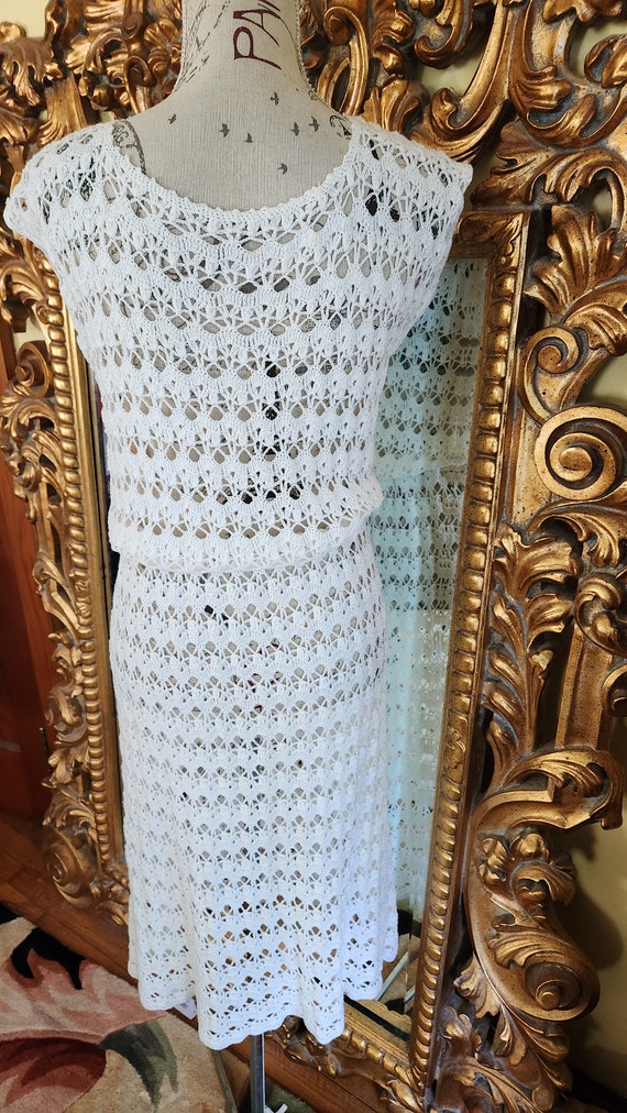 Vintage 70's White Crochet Dress - image 3