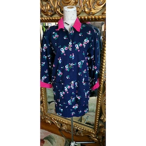 Vintage 80&#39;s Heartstrings Floral Denim Skirt Suit with Corduroy Strim