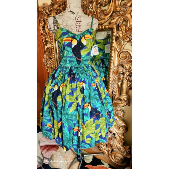 slim fit dress slacks Shop Women's Puff Green Tropical Fit and Flare Dress| Showoffff main image 0