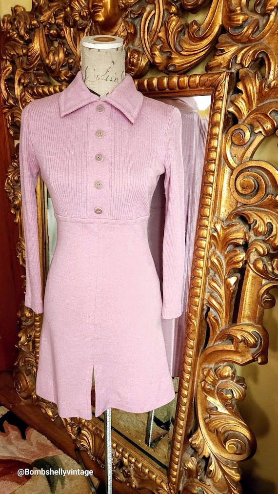 Vintage 60's Lilac Wool Mod Sweaterdress