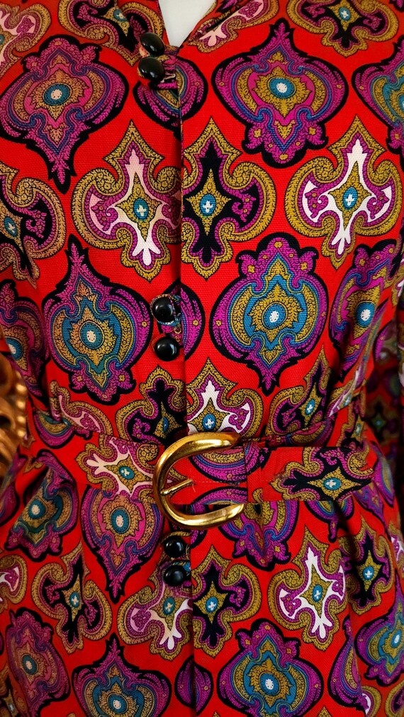 1960's Mod Bell Bottom Pant Suit with Tunic and Belt Gem