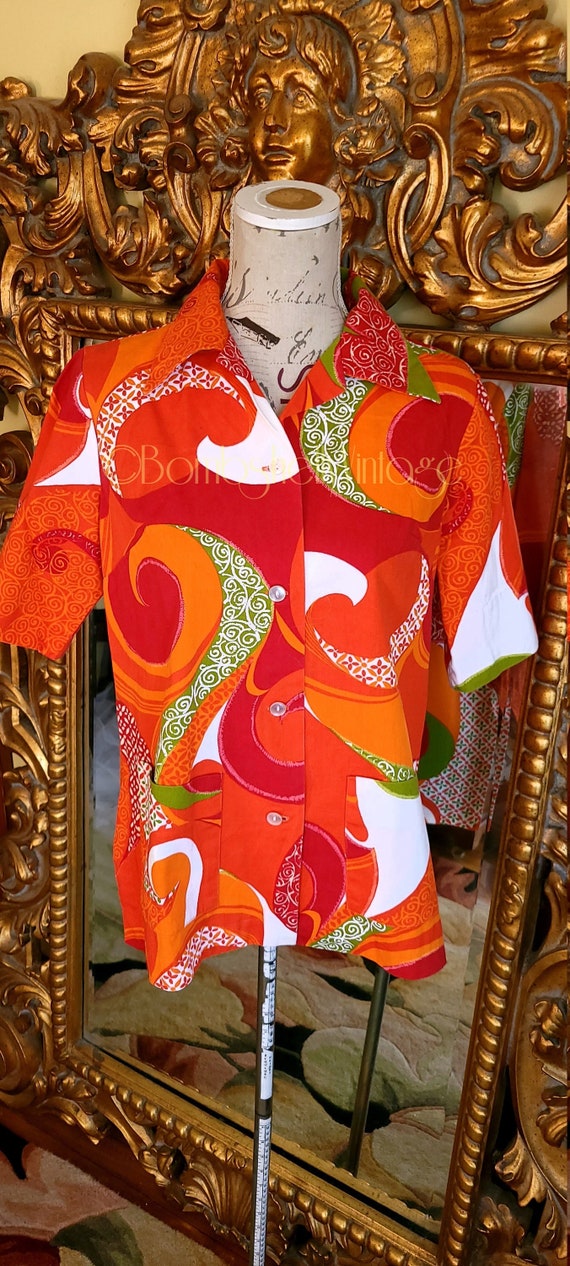 Vintage 60's Mei Jan Ladies Mod Hawaiian Shirt