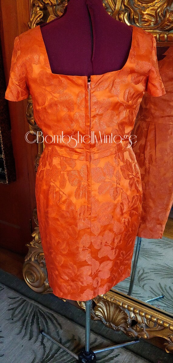 Vintage 50's Young Elegante Firery Orange Satin B… - image 3