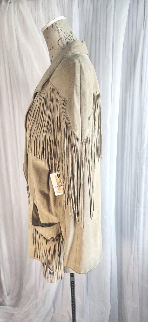 Vintage 80's Frontier Collection Beige Suede Fringe Western Jacket