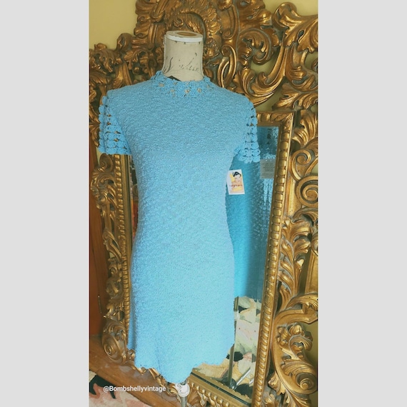 reserved knitted dress Rouje - DESIREE Dress - Cotton - Fitted almond textured Cotton blend Dress - Vert main image 1
