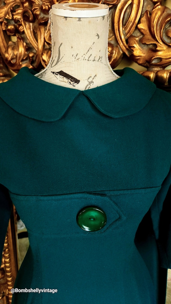 Vintage 50's Harco Original Teal Green Wool Day D… - image 5
