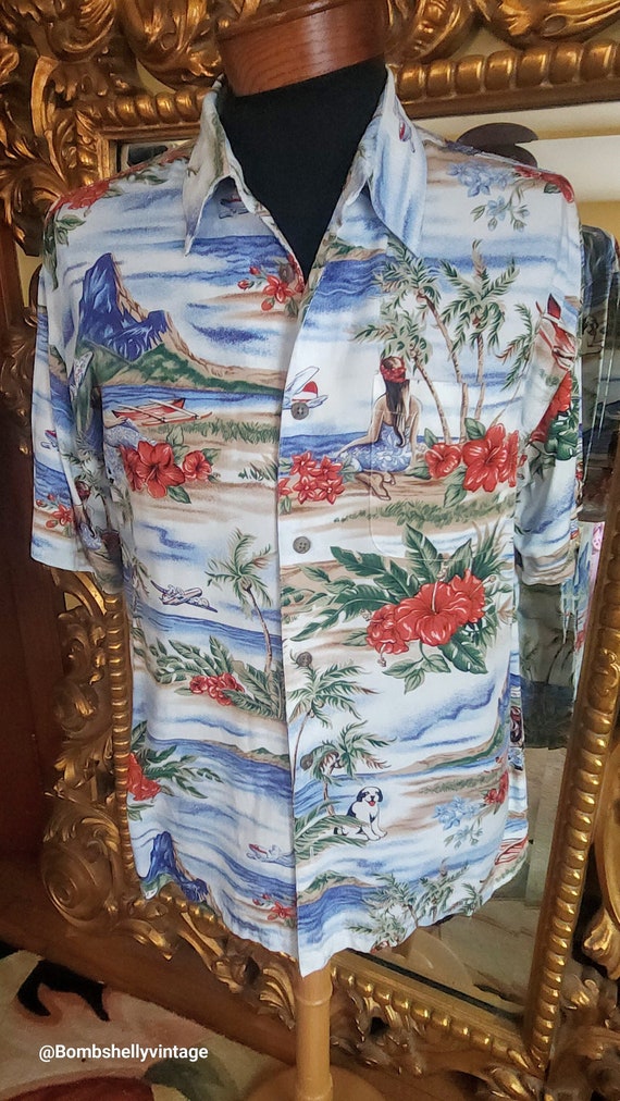 Vintage Big Dogs Hawaiian Floral Button Shirt Gamblin… Gem