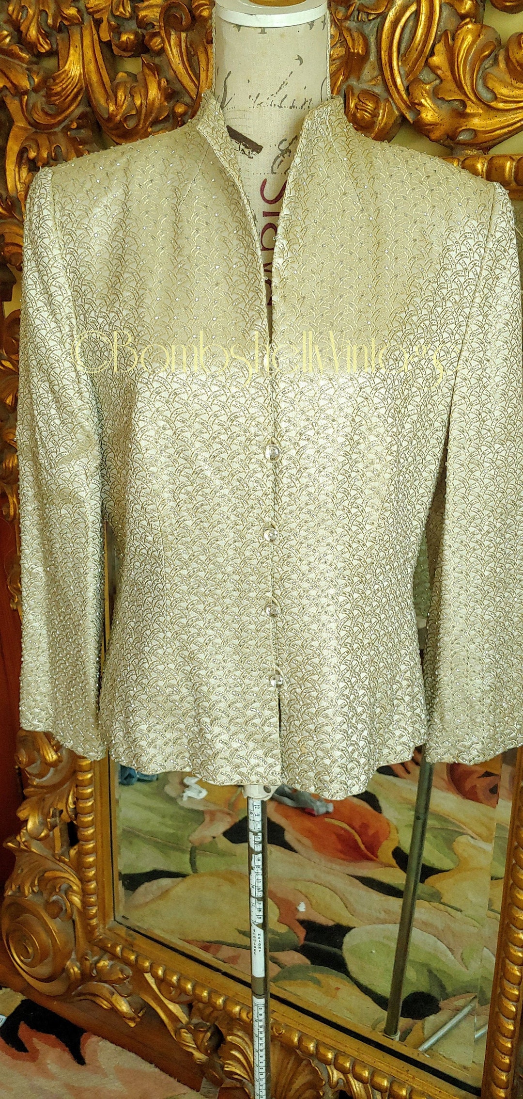 Vintage 60's Marie St. Claire Pale Gold Satin Embroidered - Etsy