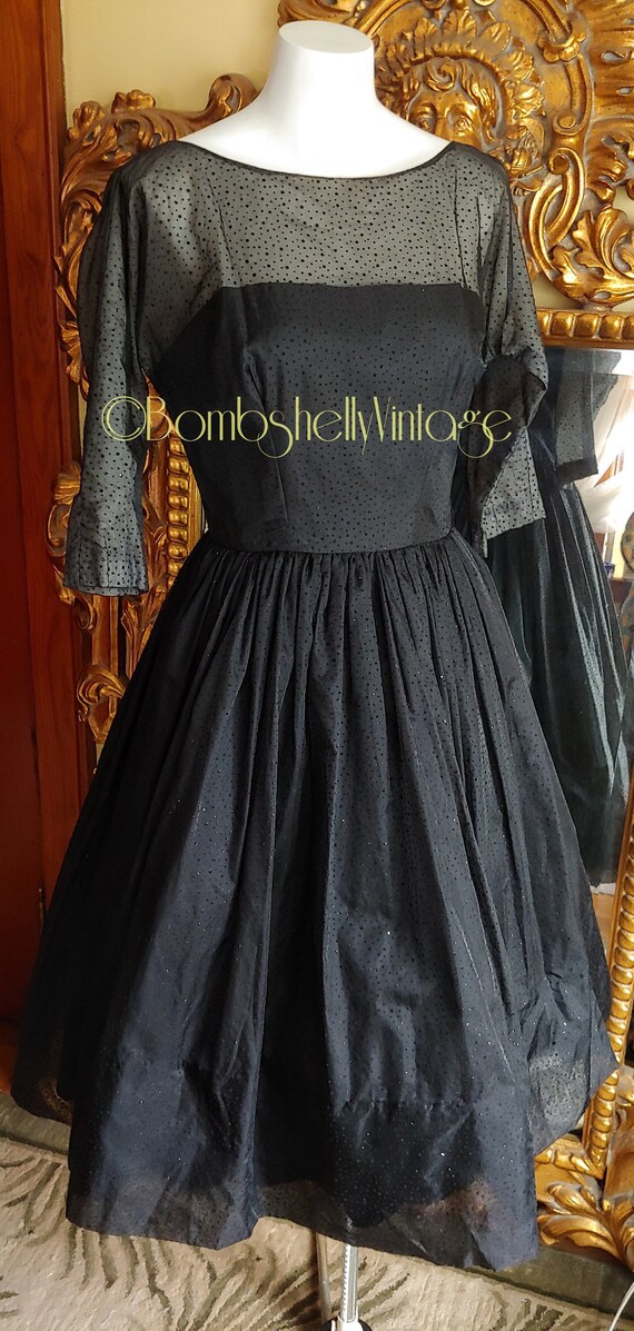 Stunning 50's Black Sparkling Fit and Flare Cockta