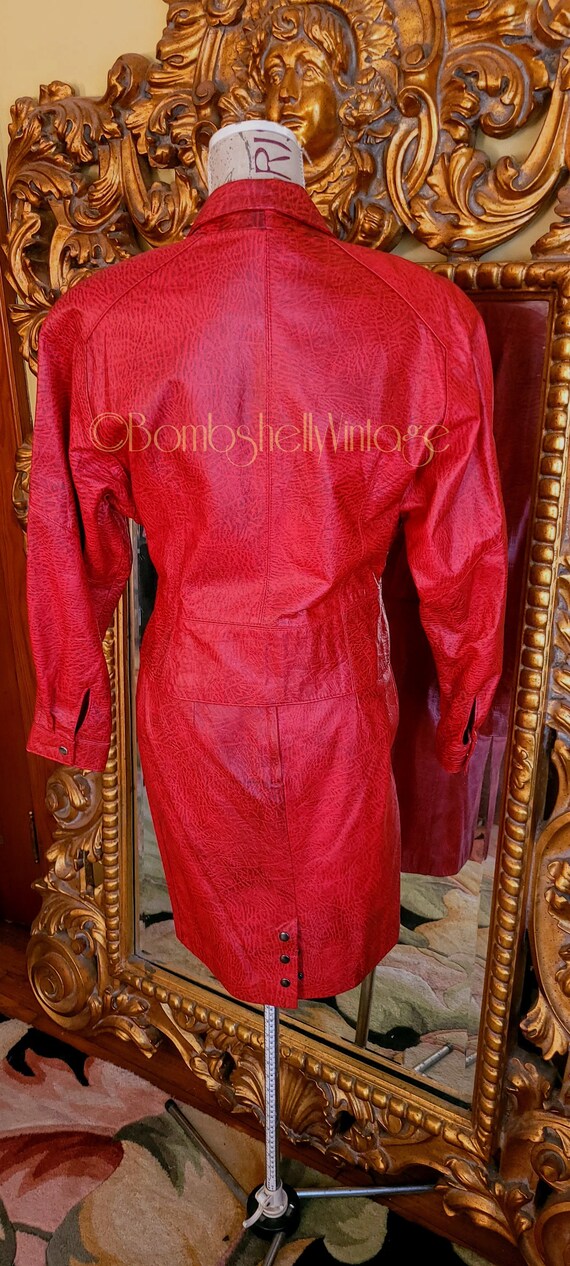 Vintage 80's Wilson Leathers Red Reptile Print Le… - image 3