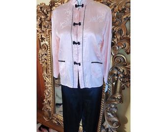 Vintage 50's Pink & Black Asian Inspired Pajamas
