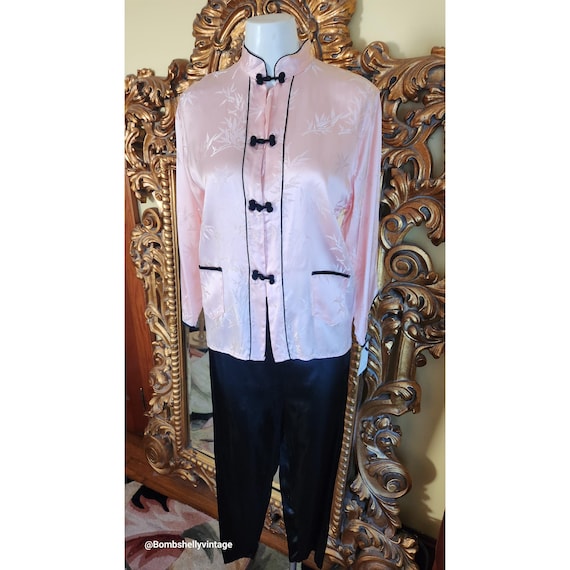 Vintage 50 s Pink Black Asian Inspired Pajamas Etsy UK