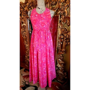 Vintage 60's Pink Abstract Super Wide Leg Jumpsuit
