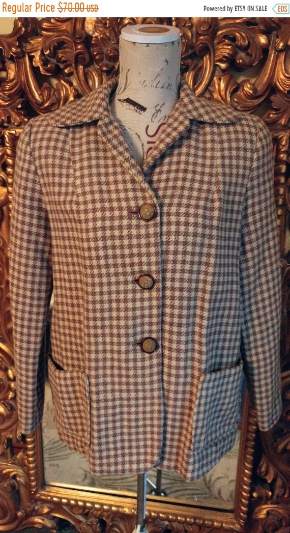 Vintage 40s/50s Brown Check Wool Blazer - image 2